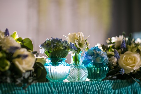 Beautifully organized event - served banquet tables ready for guests.の写真素材