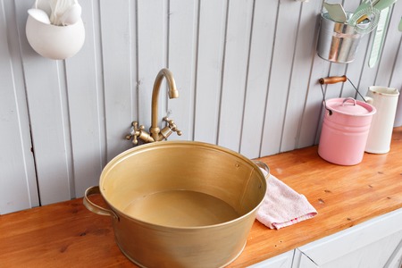 beautiful house, interior, view of the kitchen.の写真素材