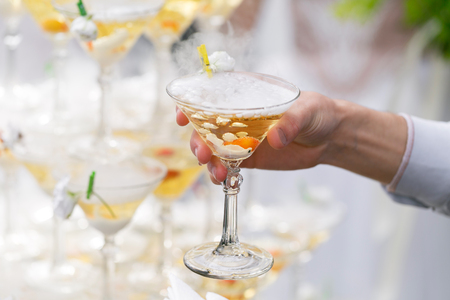 people take the glasses of champagne pyramid. close-upの写真素材