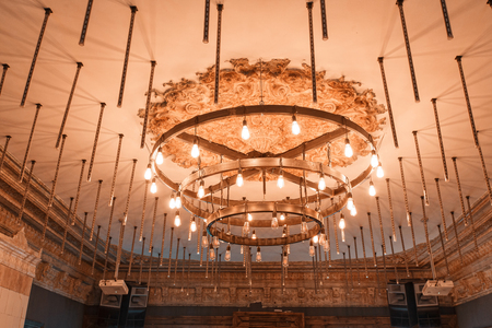 modern lamp. the ceiling of the mansion converted into a nightclubの写真素材