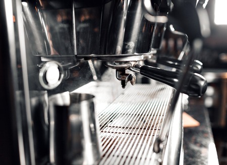 Coffee machine in the coffee shop. Close up shot.の写真素材