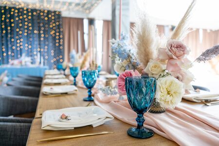 luxury dinner Banquet in the restaurant. Beautiful and exquisite decoration of the wedding...