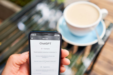 US, California - June 23 2023: ChatGPT chat bot screen seen on smartphone with Chat GPT login screen...