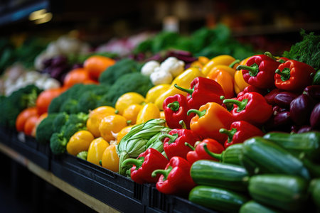 big choice of fresh Fruit and vegetable market. Various colorful fresh fruits and vegetables. Fresh and organic vegetables at farmers marketの素材
