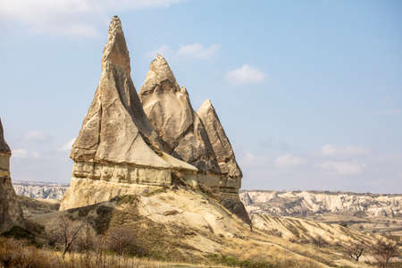 Landscapes in Cappadocia Turkey. Mountain valleys a place to travel in Turkeyの写真素材
