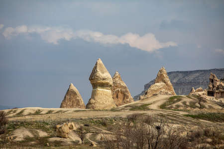 Landscapes in Cappadocia Turkey. Mountain valleys a place to travel in Turkeyの写真素材