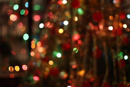 Christmas garland blurred lights of various colorsの写真素材