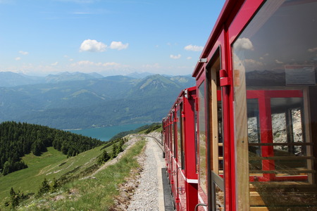 Schafberg Austria The Schafbergbahn is a narrow gauge rack railway in Austria. Takes you from St. Wolfgang up to the Schafberg 1782 m.の写真素材