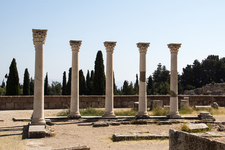 Asklepion. Seven columns in Asklepion - place on the Iceland Kos in Greece, where Hippocrates worked.の写真素材