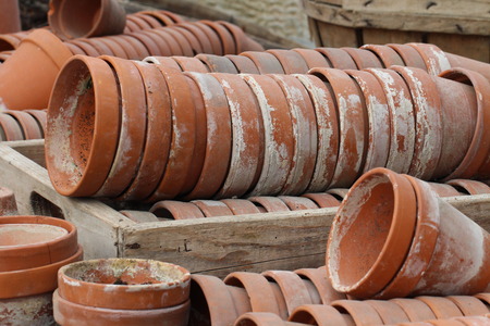 Old flower potsの写真素材