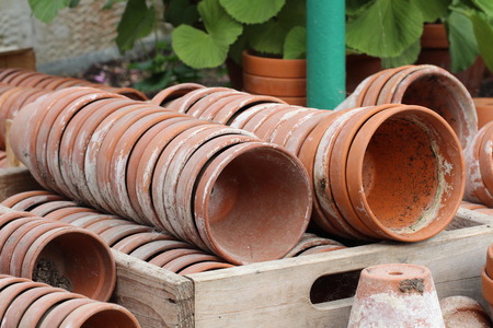 Old flower potsの写真素材