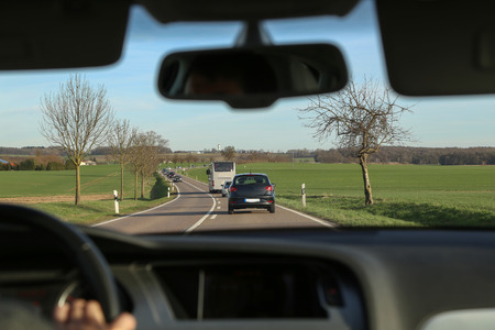 Road from car windowの写真素材