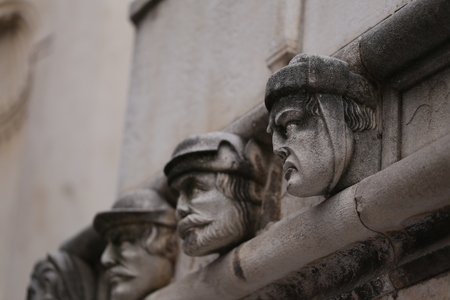 Sibenik cathedral, Famous faces on the side protal of Sibenik cathedralの写真素材