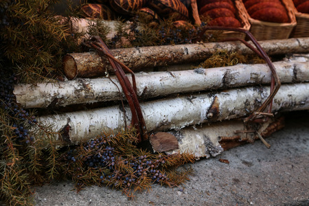 Decoration  Bundle of birch rods.の写真素材