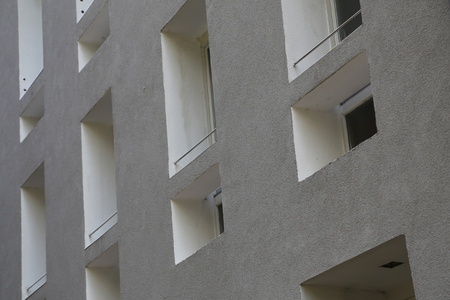 Windows in a high-rise building.