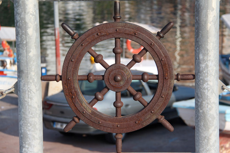Metal figure of the steering wheel ship