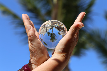 Beach through a glass ball