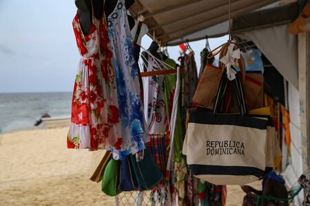Sale of shawls and dresses on the beach boutiqueの写真素材