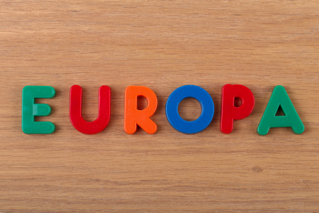 The word Europe is laid out from colored plastic letters.の写真素材