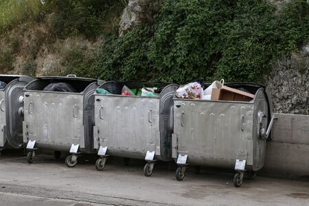 Containers for household garbage in the city.
