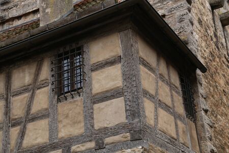 Corner of the fortress wall in Rothenburg ob der Tauber.の写真素材