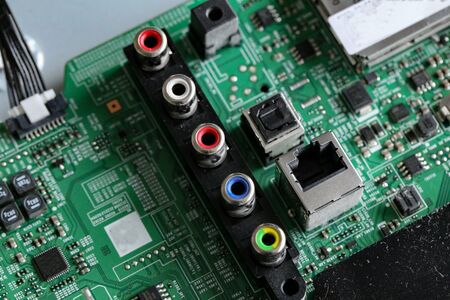 Printed board with radio parts from modern TV.