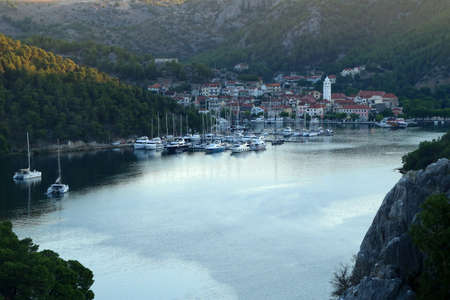 Small town of Skradin on Krka river.の写真素材