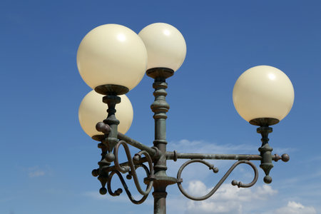 Street lights in the form of balloons for lighting at night.の写真素材