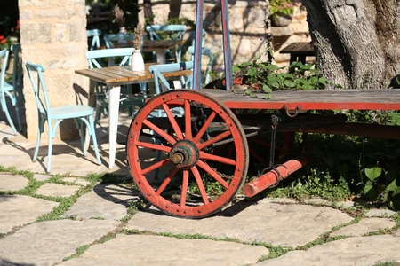 The old cart is used as a decoration.の写真素材