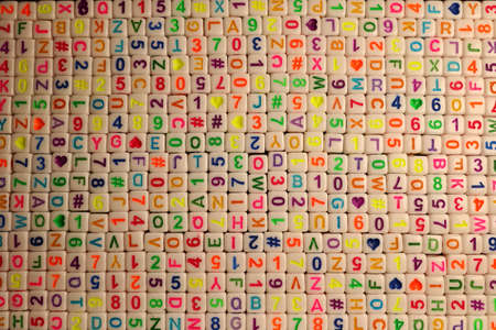 Background from cubes with letters and numbersの写真素材