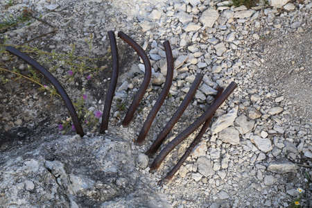Pieces of thick reinforcement sticking out of concrete
