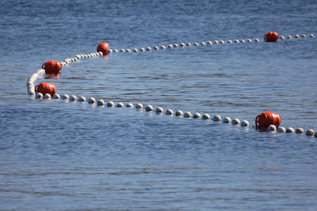 Buoys on the water in the sea.の写真素材