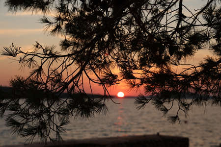 Beautiful summer sunset at sea in Croatia.の写真素材