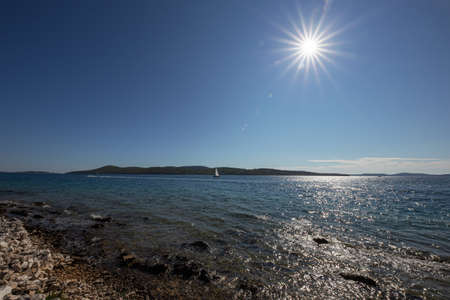 Rocky coast on the Adriatic Sea in Croatia.の写真素材