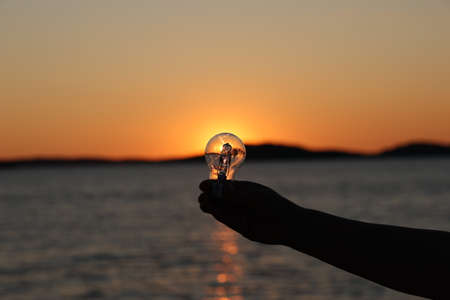 Beautiful summer sunset at sea in Croatiaの写真素材