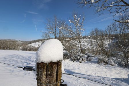 Winter landscape with freshly fallen snow in the morning.の写真素材
