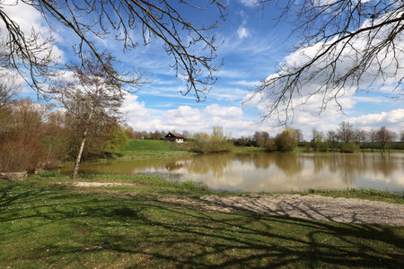 Quiet lake on a clear sunny day.の写真素材