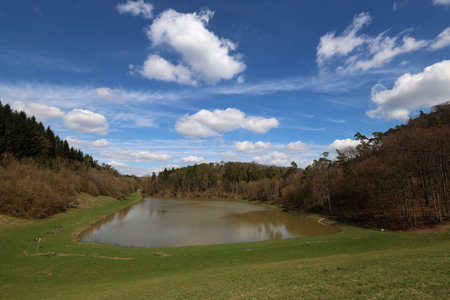 Quiet lake on a clear sunny day.の写真素材