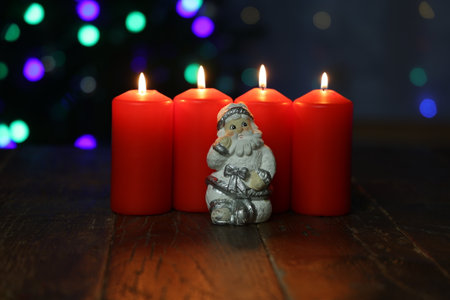 Advent Season, four candles burning. Advent backgroundの写真素材