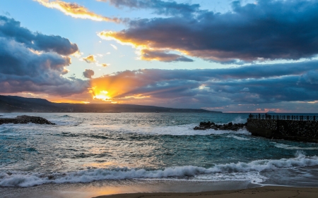 sunset at the beachの写真素材