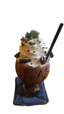 Chocolate smoothie with whipped cream.の写真素材