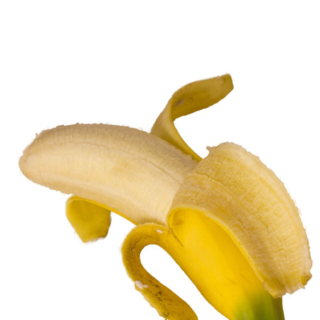 Yellow banana on white backgroundの写真素材