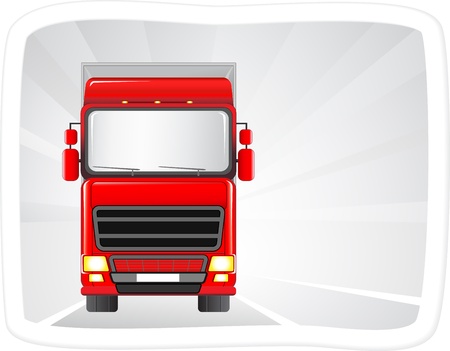 big red truck on the road with abstract background in frameのイラスト素材