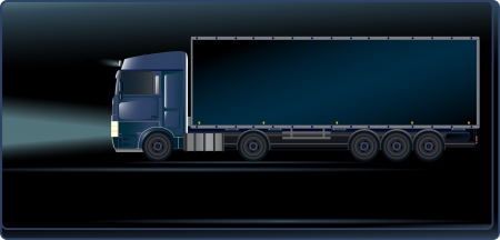 Visiting card with blue truck on the night roadのイラスト素材