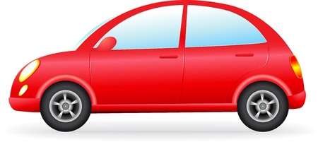  isolated retro red car silhouette, detailのイラスト素材