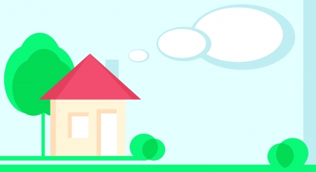 business card with real estate, house, tree, grass and skyのイラスト素材
