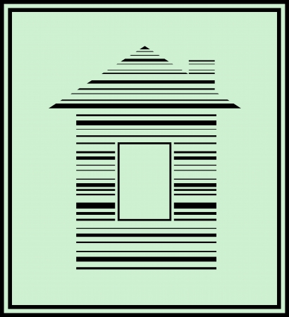 concept sign with bar code and house silhouetteのイラスト素材