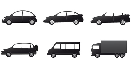 collection of isolated car silhouetteのイラスト素材