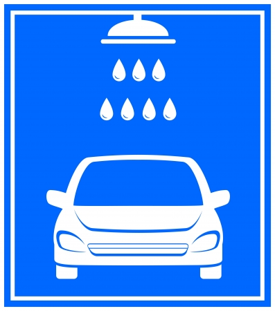  blue icon with car washing and shower with water dropletのイラスト素材