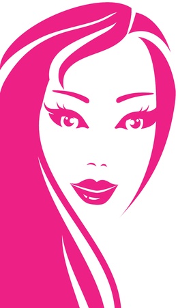     pink portrait of young happy beautiful smiling womanのイラスト素材